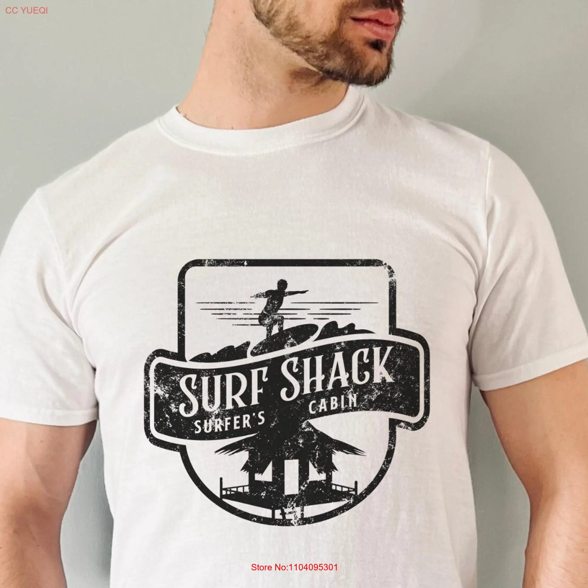 Summer Surf T Shirt Beach s Surfing Shack Vibes Distressed Look Design long or short sleeves