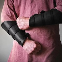Medieval Samurai PU Leather Armor Bracer Viking Pirate Knight Gauntlet Wristband Long Gloves Steampunk Accessory Cosplay Props
