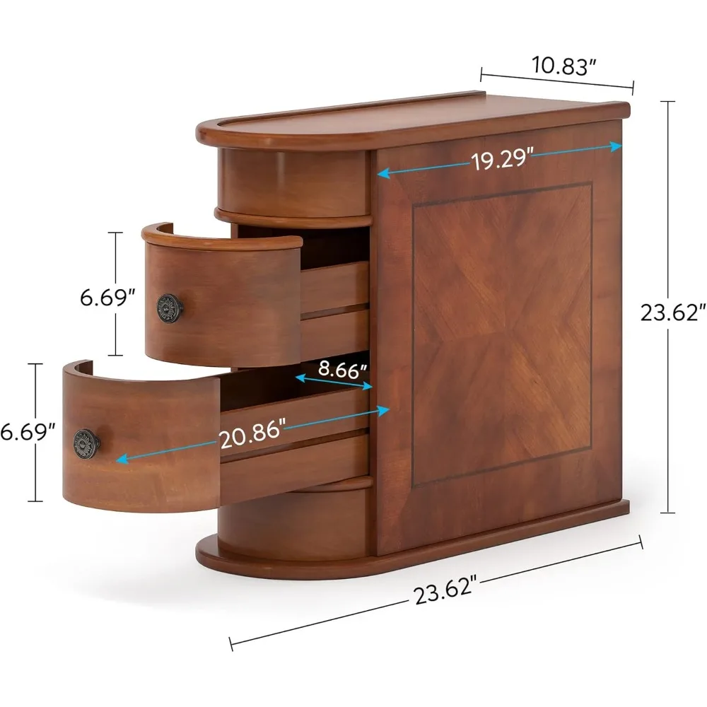 โต๊ะไม้ปลายไม่ต้องประกอบโต๊ะข้างเตียง nightstand บางวินเทจสำหรับห้องนอน