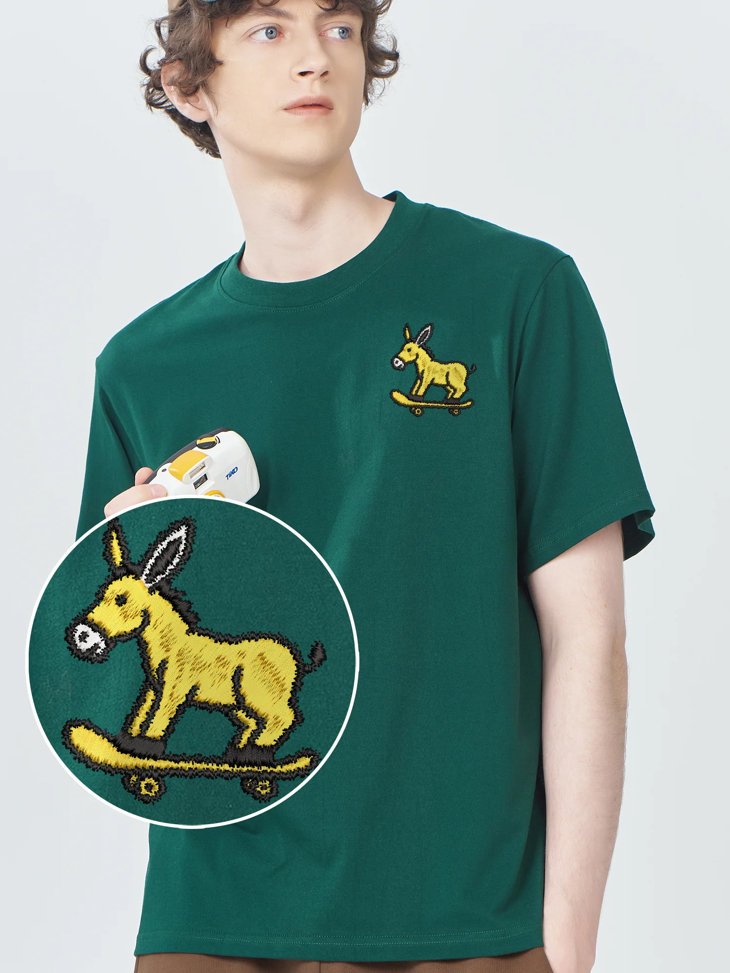 

Donkey Skateboard Embroidered T Shirts 100% Cotton Tops & Tees Casual Mens Streetwear Embroidery Clothes