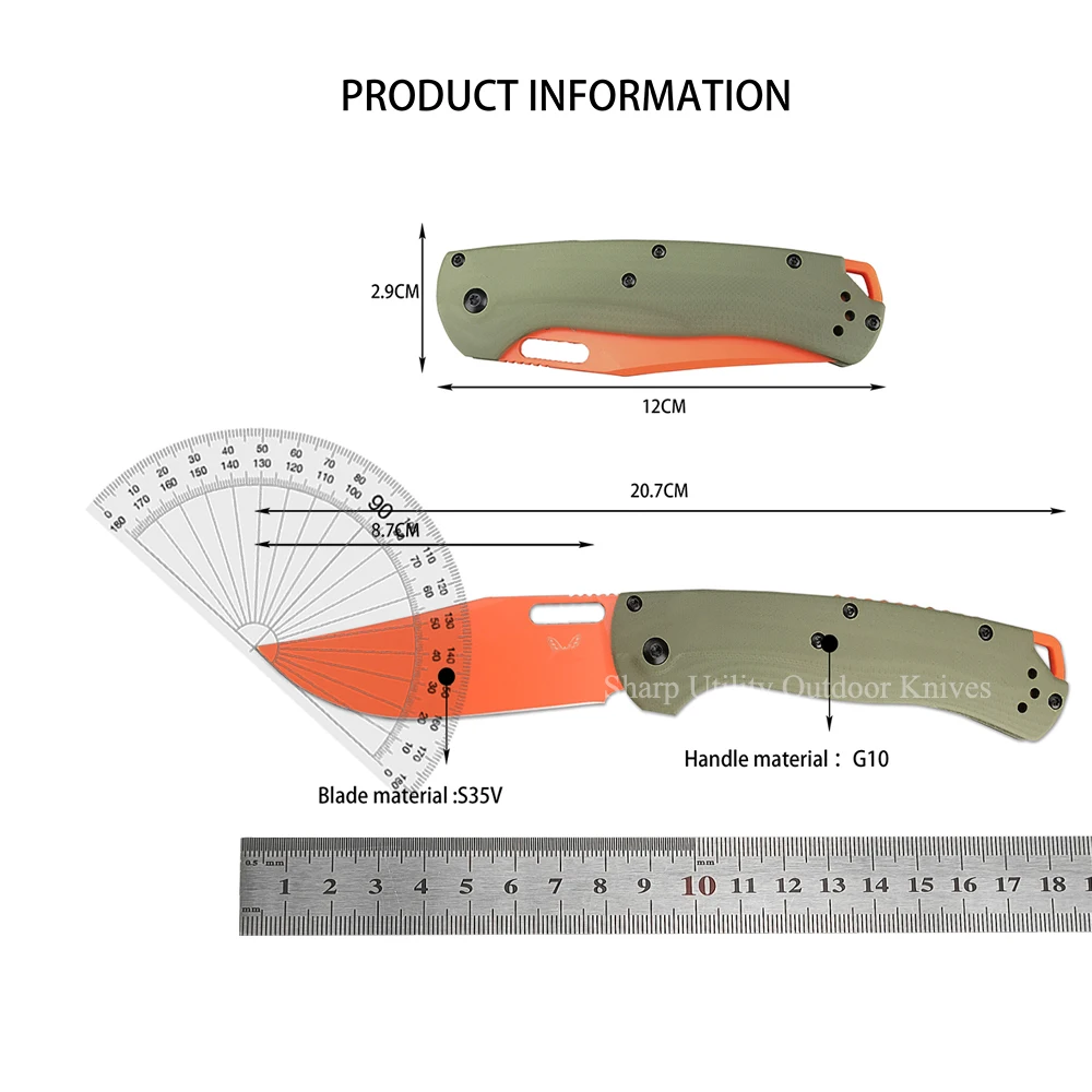 BM Taggedout 15535 Hunting Flipper Knife Outdoor Manual Folding Knife G10 Handle Survival Camping Jackknife EDC Multi Tools