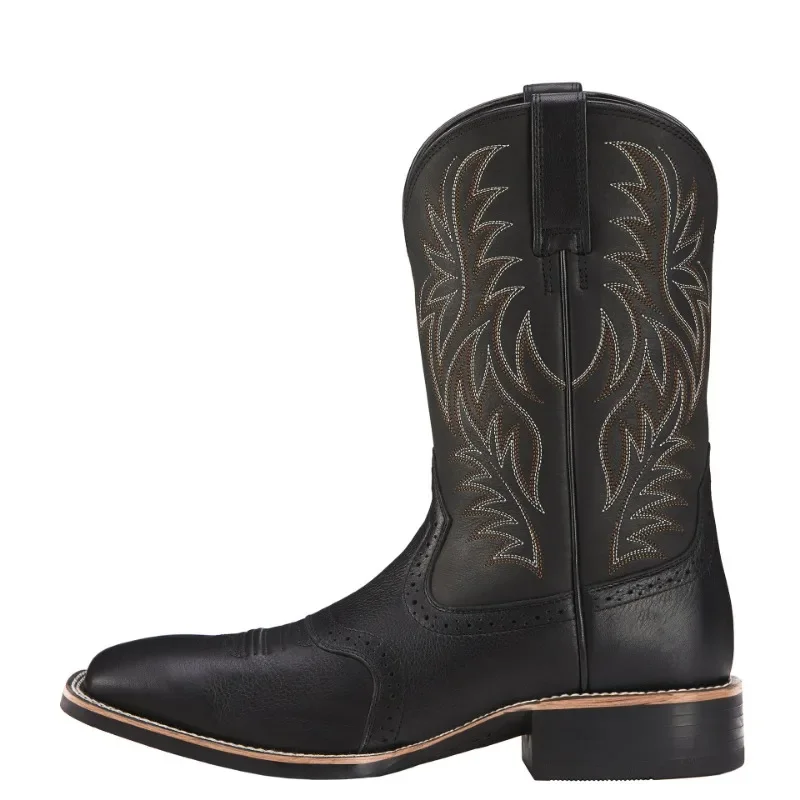 Men High Boots Embroidery Retro Handmade Mens Boots Western Cowboy Boot Pointed Toe Boots Hand Stitching Outdoor Men's Shoes