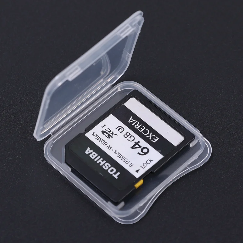 Caja transparente para tarjetas de memoria SD, caja de soporte para lector de tarjetas, cajas de almacenamiento para tarjetas Micro SD TF, funda protectora de plástico transparente