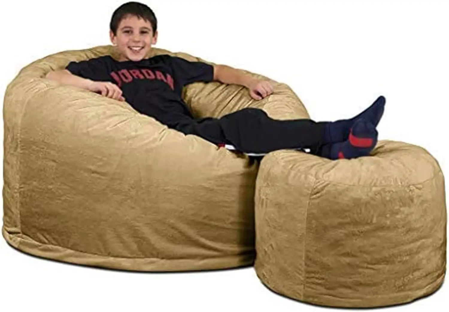 4ft Bean Bag Chair & Footstool, Oversize Bean Bag Chair for Adults, Comfy Chair Bean Bag Couch Lounge Sofa Loveseat Furniture