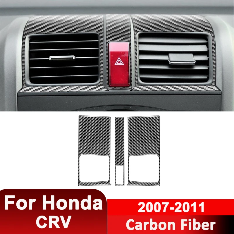 

Для Honda CRV 2007-2011 углеродное волокно, центральная сигнальная лампа автомобиля, вентиляционная панель, декоративная наклейка, аксессуары для интерьера