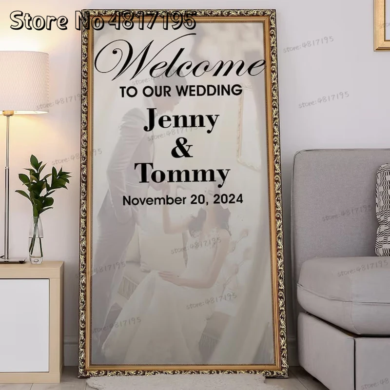 Wedding Welcome Sign Personalized Welcome To Wedding Of Stickers Welcome Mirror For Wedding Custom Name And Date Wall Decals