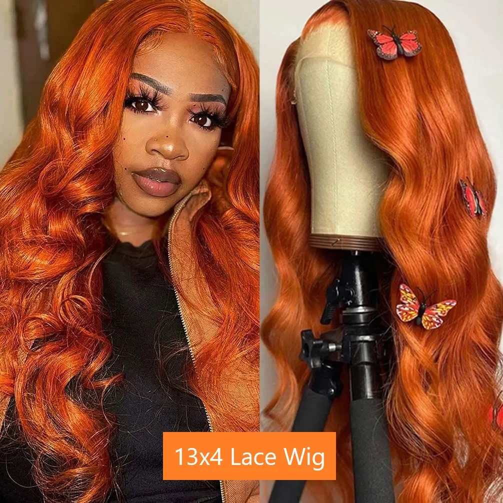 Orange Ginger Color Lace Front Wig Human Hair 13X4 13x6 Body Wave Lace Front Wig Colored Human Hair Wigs For Women 28 30 Inch