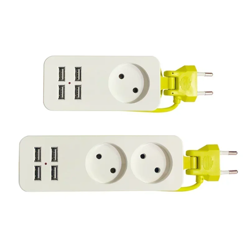 EU Power Strip with 4 USB Portable Extension European Socket Plug 1.5m Cable Power Strip Travel Adapter