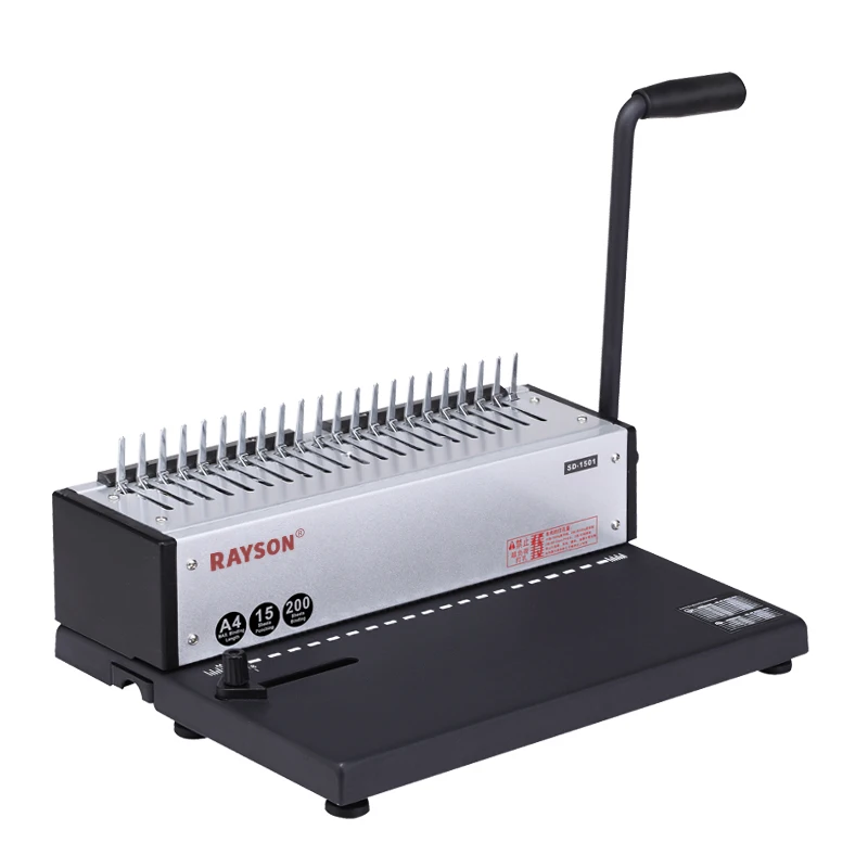 Customizable Manual SD-1501 21-Hole Comb Binding Machine Punches 15 Sheets/Bind 200 Sheets Sturdy Metal Construction Book Binder