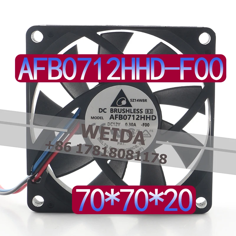 

Delta 12V 0.30A AC EC 7020 7CM three-wire double ball bearing Computer CPU chassis AFB0712HHD cooling fan