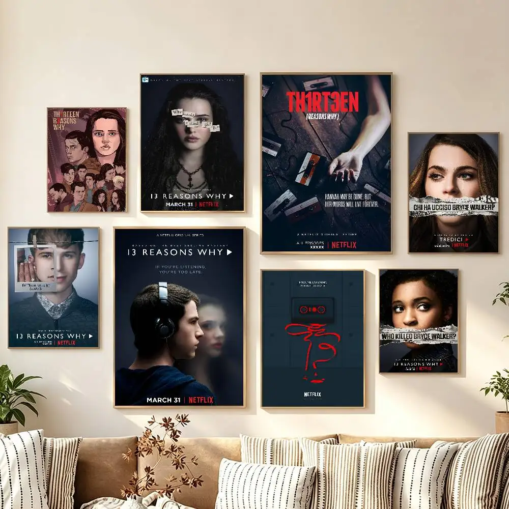 13 Reasons Why Poster Self-adhesive Art Room Entrance Restaurant Wall Decor Art Painting