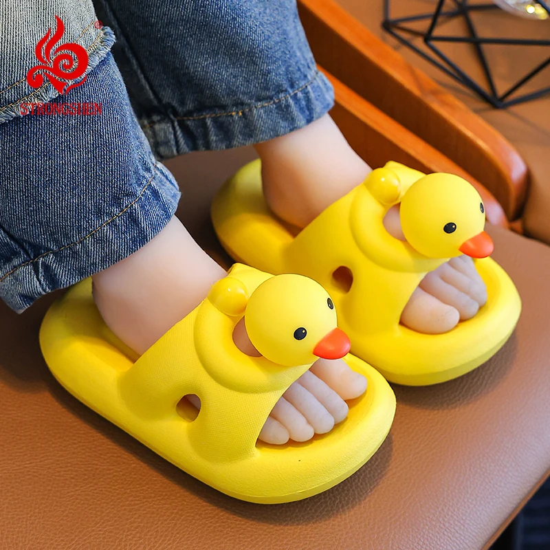 STRONGSHEN Summer Baby Slippers for Girls Boys Cute Duck Cartoon Non-Slip Soft Toddler Flip Flops Outdoor Sandals Beach Slippers