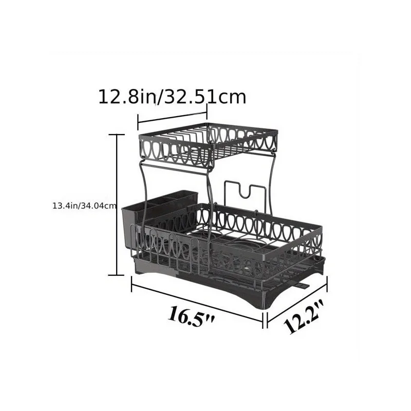 Scaffale per la disposizione degli stoviglie a 2 strati Scaffale per stoviglie di grande capacità per uso domestico Scaffale per ciotole Portapiatti Portabicchieri