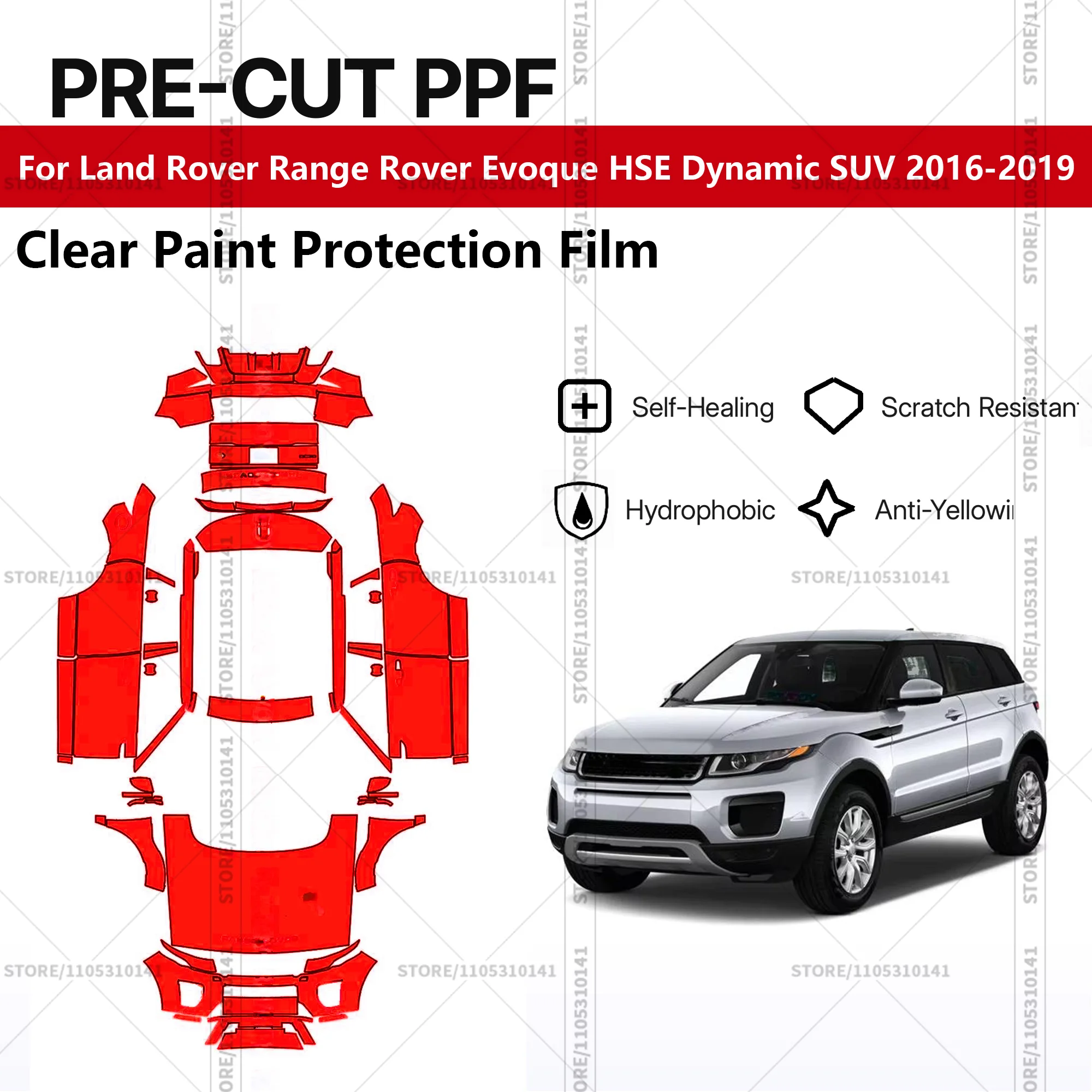 Pre-Cut Paint Protection Film PPF Transparent Car Film Automotive For Land Rover Range Rover Evoque HSE Dynamic SUV 2016-2019