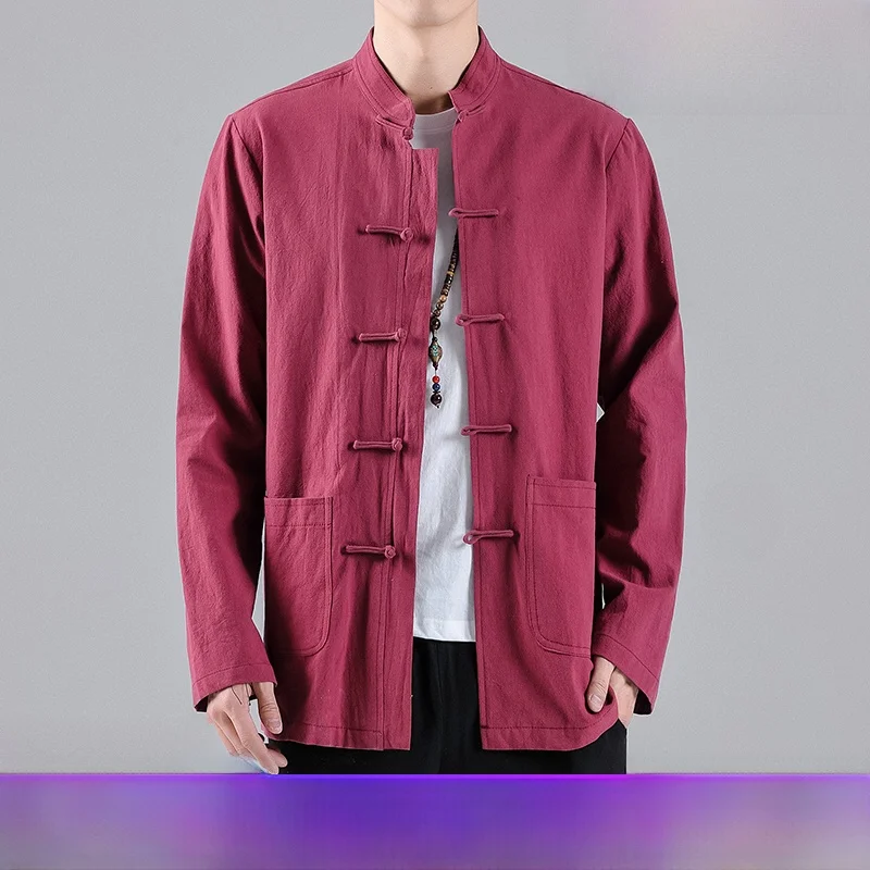 

Men's Cotton Linen Svel Workwear Traditional Chinese Medicine op orm Master's Robe Casual Ethnic Faion Spring C...