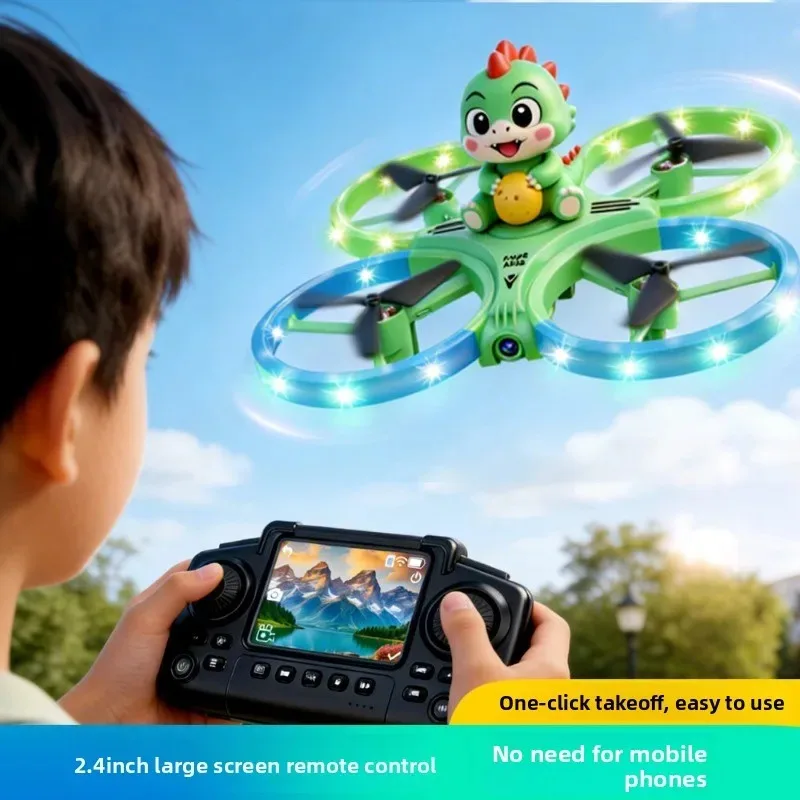 Cartoon Design Remote Control Drone for Kids High Definition Aerial Photography with Dual Camera LCD Screen Educational Gift