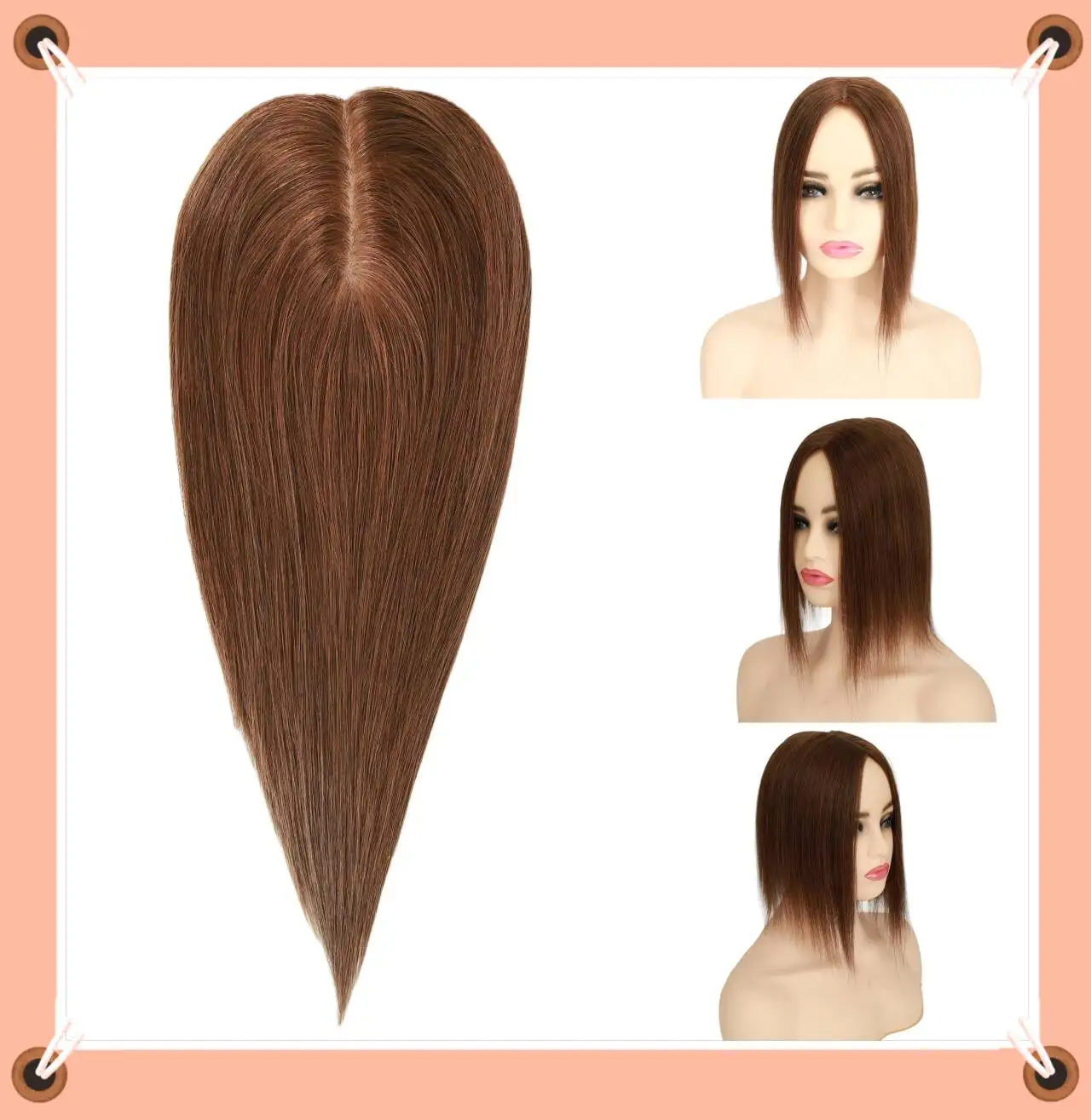 أغطية شعر بشري لتخفيف الشعر بقاعدة حريرية ذات مظهر طبيعي للنساء قطعة شعر بشري لعذراء علوية