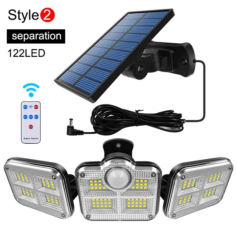 AMARYLLIS 20 W Solarleuchte 122/333 LED IP65 wasserdichte Outdoor Indoor Solar Gartenlampe mit verstellbarem Kopf, breiter Beleuchtungswinkel mit 3 Modi 10