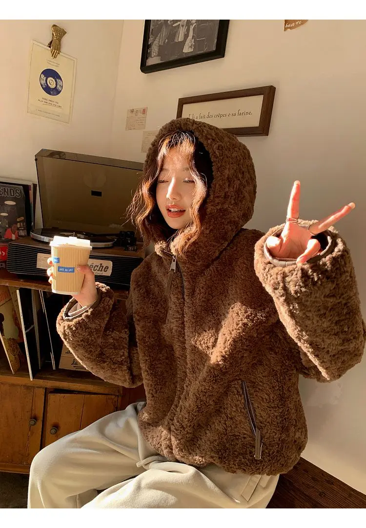 ラムウールジャケット コットン混紡 レディース モダン ストレッチ フレンチスタイル おしゃれ アウトドア 防水 グリーン 保温 リブ編み バイク カレッジ ガールフレンド向け