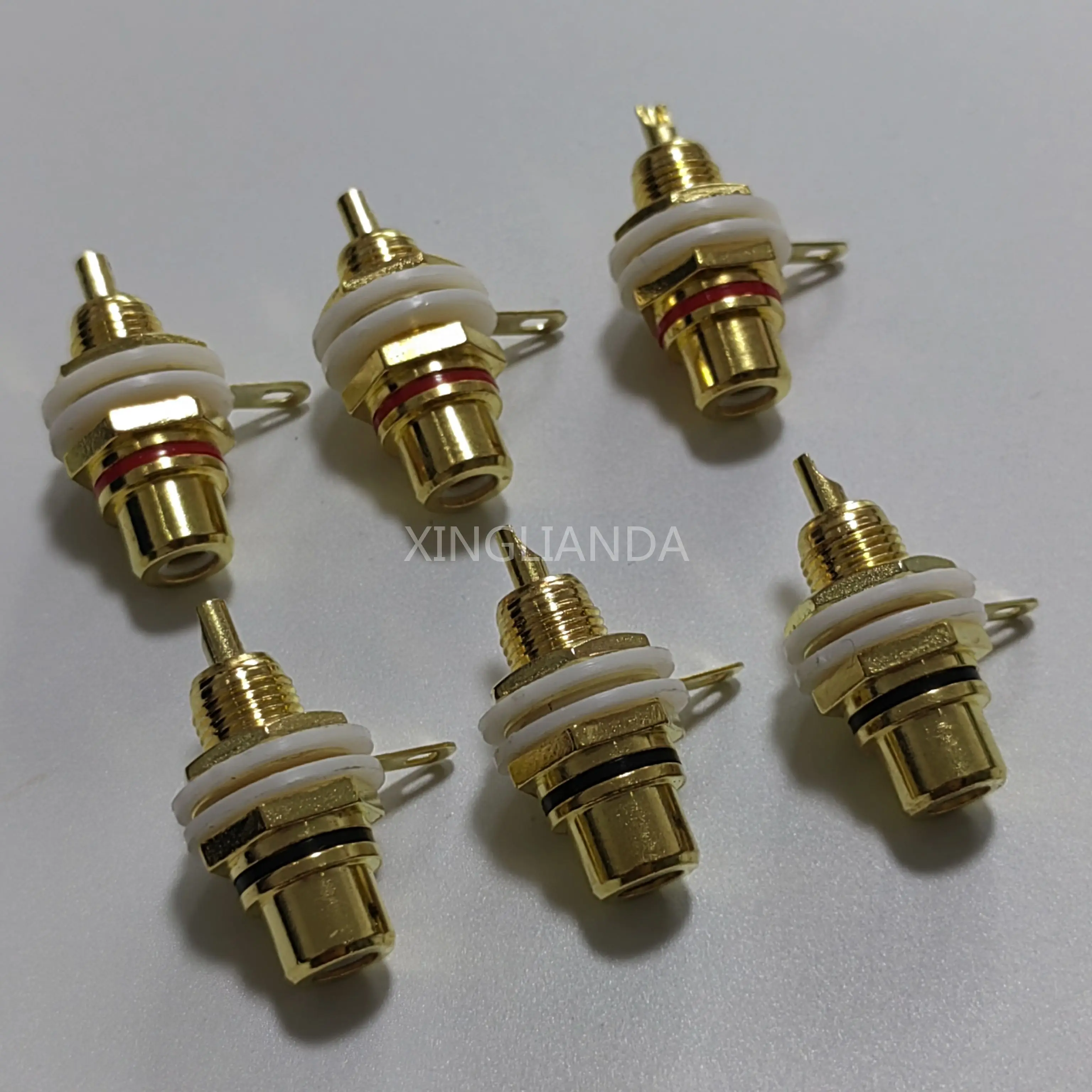 10PCS RCA female Connector Gold plug Audio Terminal Panel Mount Chassis Audio Socket Plug Amplifier nut solder cup