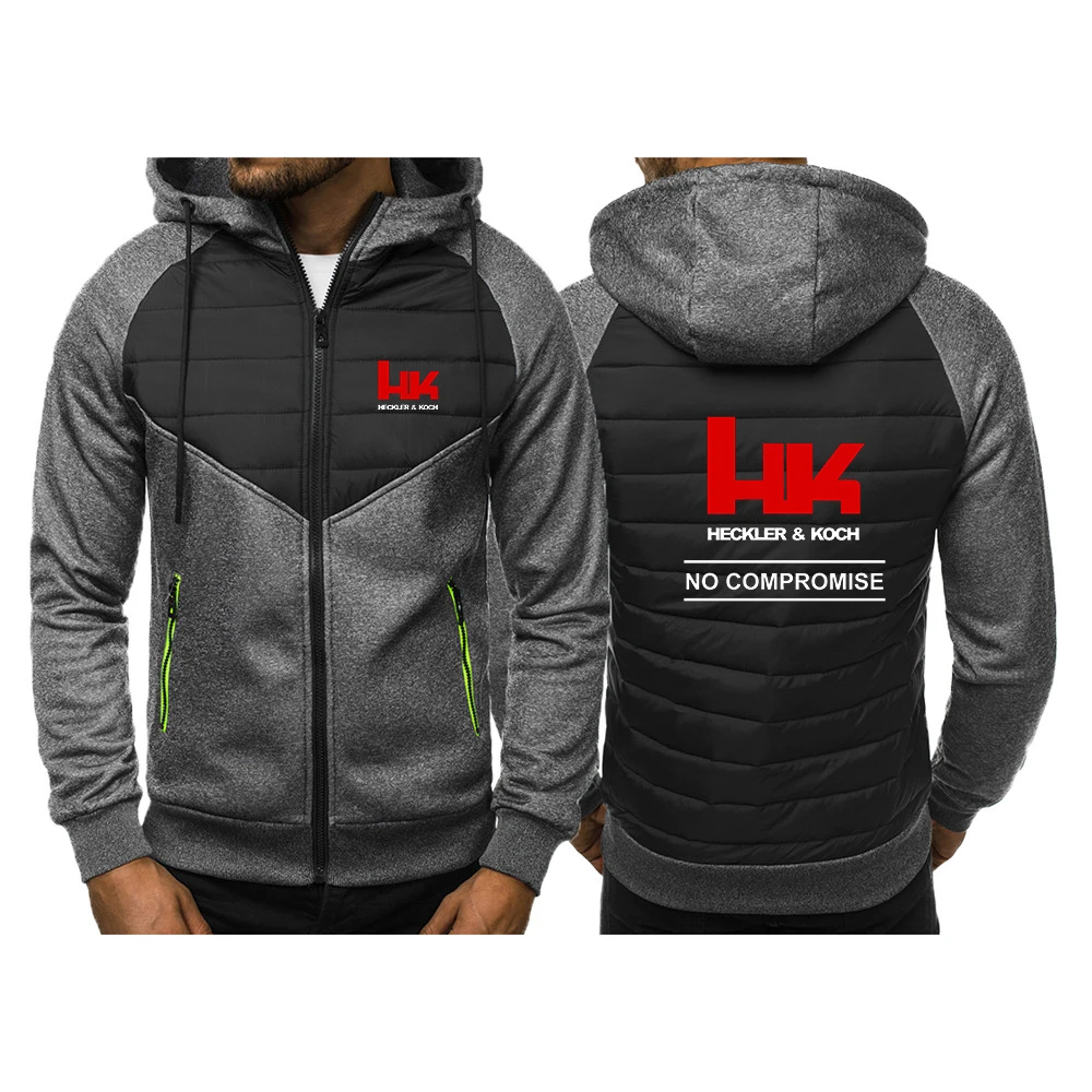 Color Blocking Cardigan Coat Hk Heckler Koch No Compromise Walking at the forefront of Fashion Distinctive Personality Jacket view 3