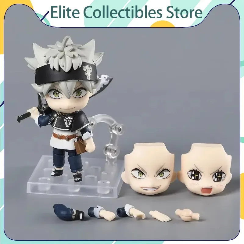 Neue Black Clover Asta 11cm Q-Version Figur - Niedliches Chibi-Modell mit Austauschbarem Gesicht PVC Sammlerstück Desktop-Deko Geschenk