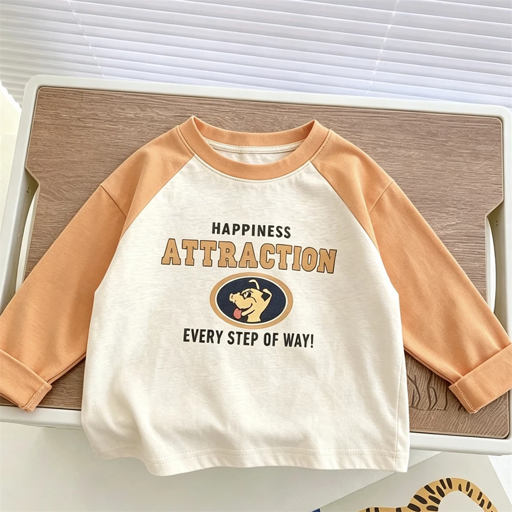 Modisches Raglan-T-Shirt für Jungen und Mädchen, lockere Freizeit-Sport-Shirts, Kinder-Pullover im neuen Design, dünn, mit Cartoon-Druck, langärmelig – Detail 2
