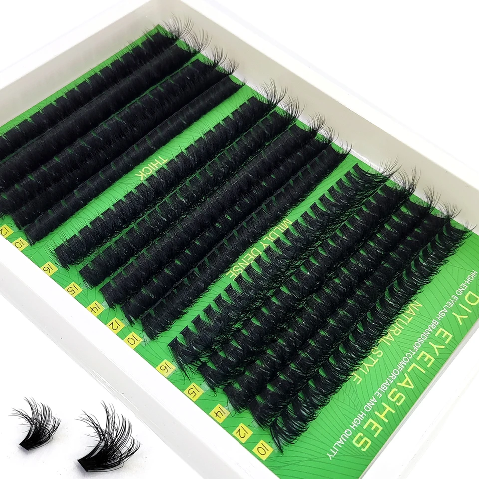 15 filas de racimos de pestañas esponjosos y gruesos 5D 60D-200D, mezcla de 10-16 mm, pestañas individuales wispy, extensión DIY, pestañas postizas 6