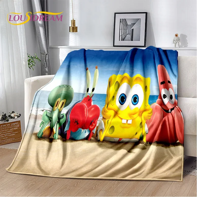 Cartoon Funny S-SpongeBob Patrick Star Soft Plush Blanket,Flannel Blanket Throw Blanket for Living Room Bedroom Bed Sofa Picnic