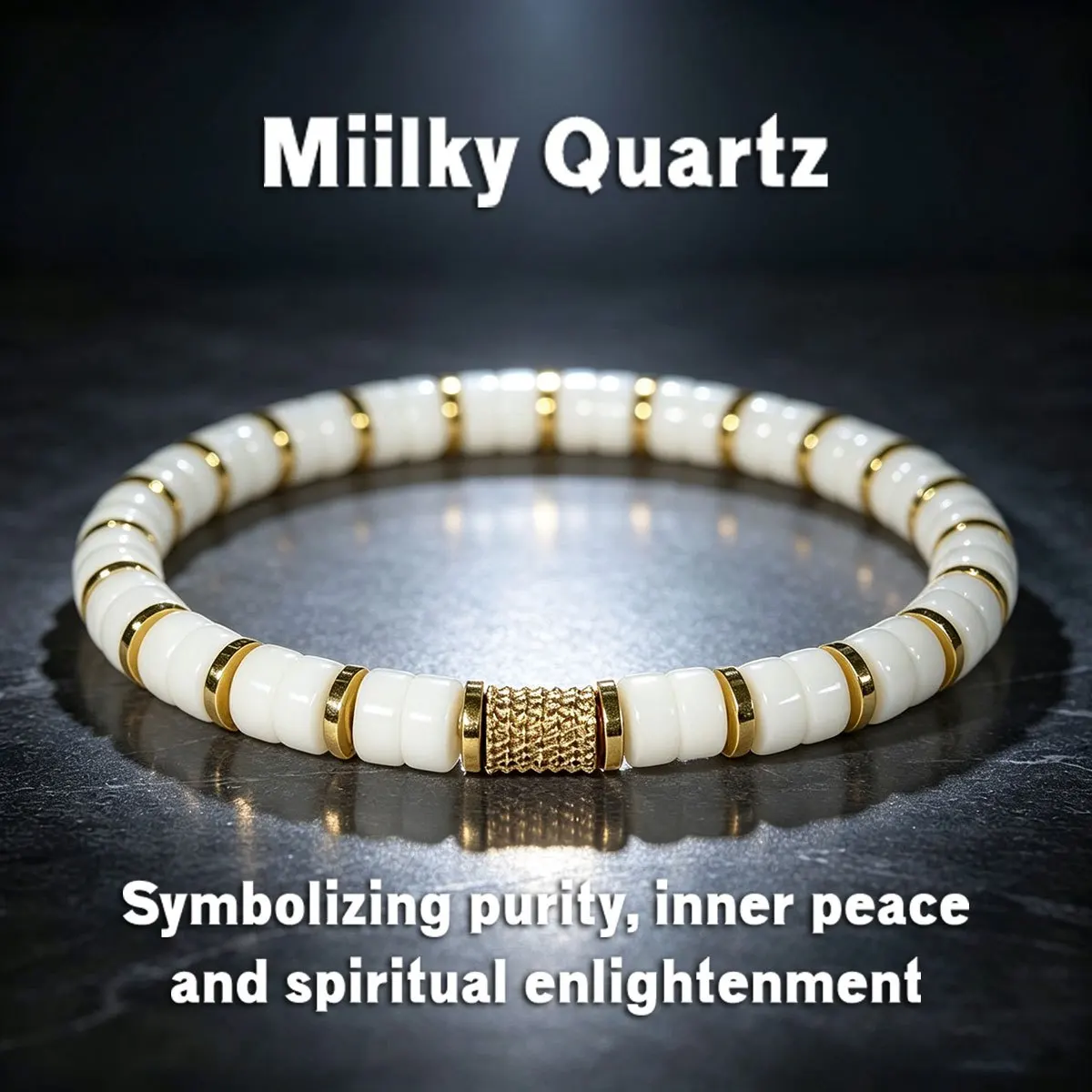 1pc Milk White Quartz 8mm Male and Female Bead Bracelet, Symbolizing purity, Inner Peace, Spiritual Enlightenment, Bead Bracelet
