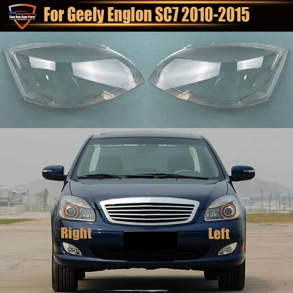 For Geely Englon SC7 2010-2015 Headlight Shade Transparent Lampshade Lens Headlamp Cover Lamp Shell Plexiglass Black Edge