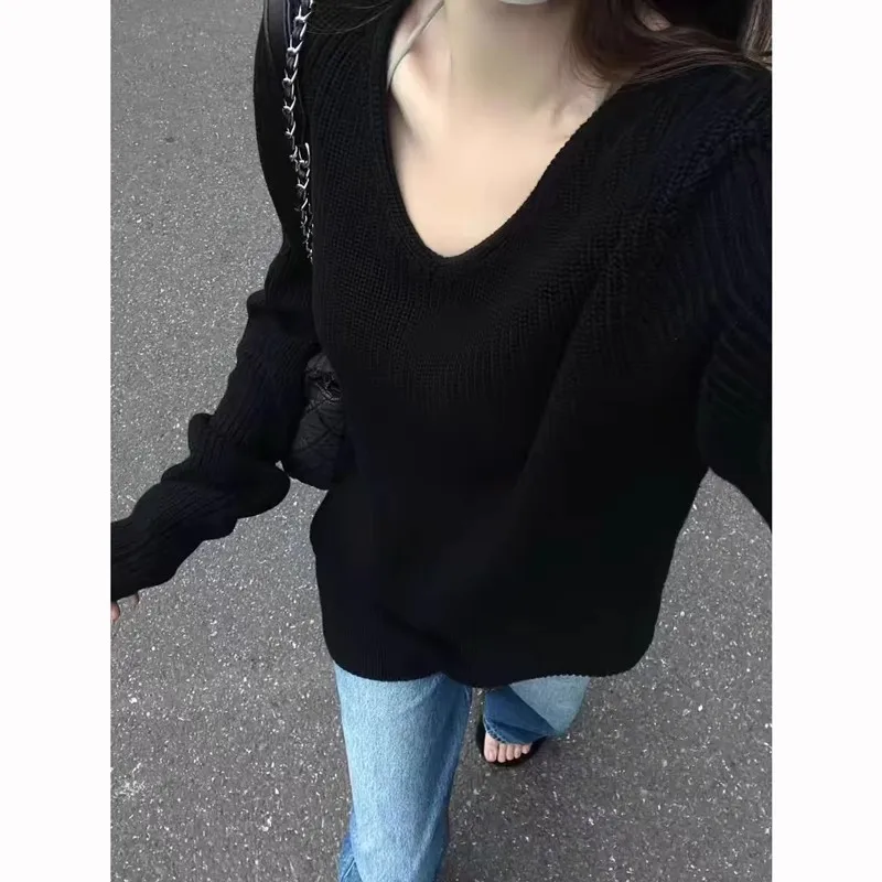 

Европейский высококачественный свитер из 100% кашемира с v-образным вырезом на осень и зиму, свободный, толстый и мягкий, с ощущением роскоши.