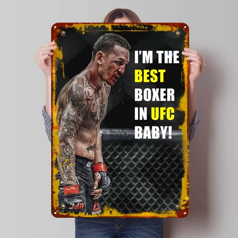 Max Holloway Metal Sign Sports Poster Wall Art Mural Custom Tinplate Signs for Wall Art Decoration Vintage Room Decor Men Retro