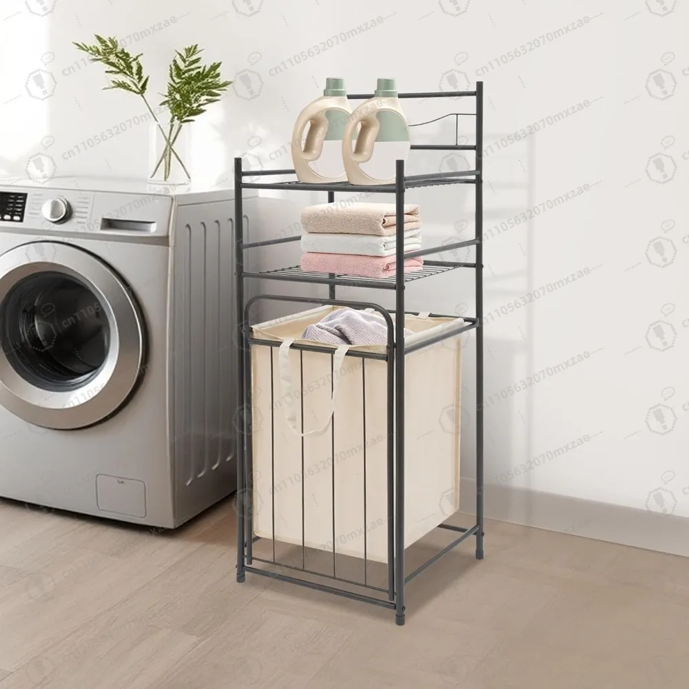 

Space-Saving 3-Tier Laundry Hamper with Shelf, Tilt-Out Baskets & Removable Bags for Bedroom/Bathroom