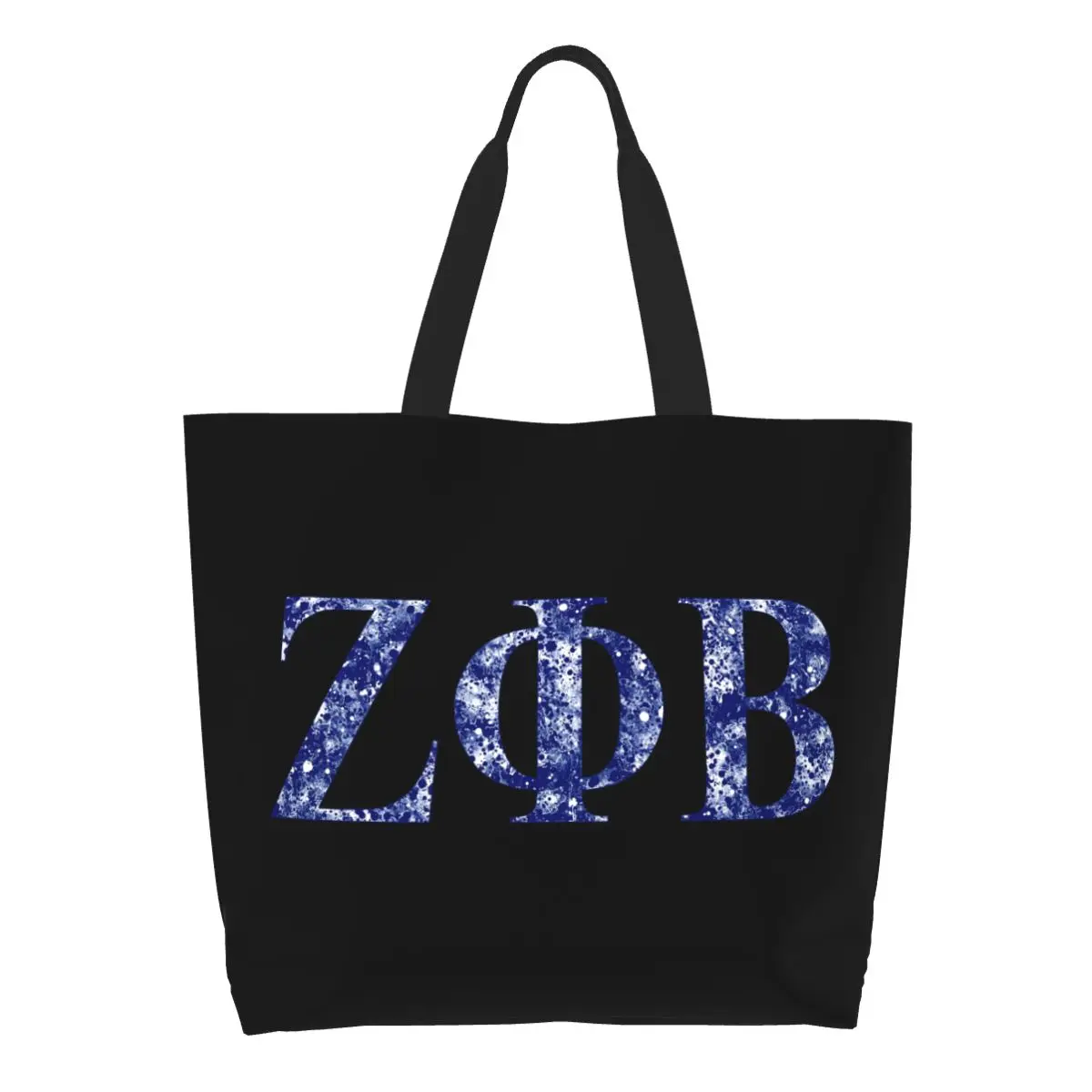 Custom Zeta Phi Beta Shopping Canvas Bag Women Durable Big Capacity Groceries Shopper Tote Bags