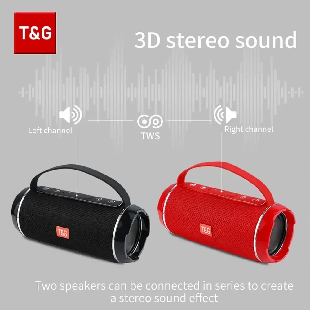 N Choice TG116c TWS Wireless Powerful Box Portable Outdoor Speakers Waterproof Subwoofer 3D Stereo Sound Bluetooth Speaker