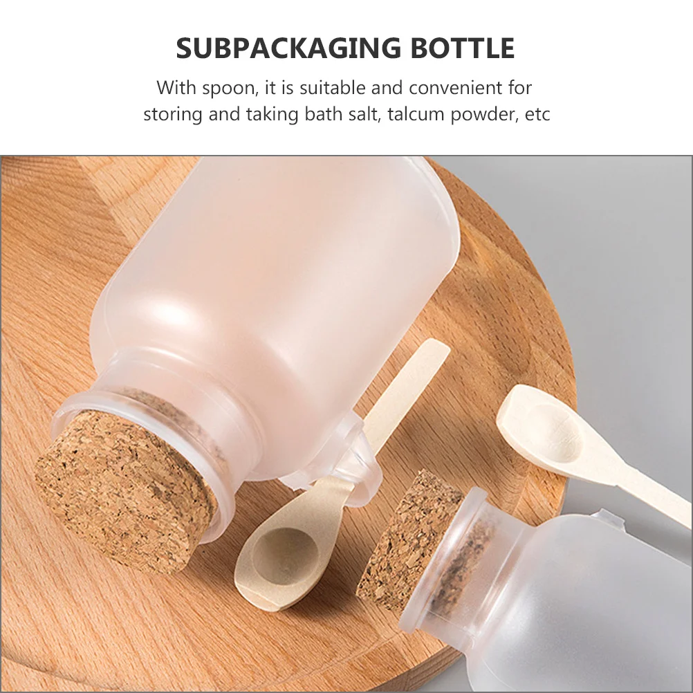 

4Sets Mask Powder Bottles Frosted Transparent Body Spoon Included Airtight Sealed Packaging Jars for Bath Salt Container