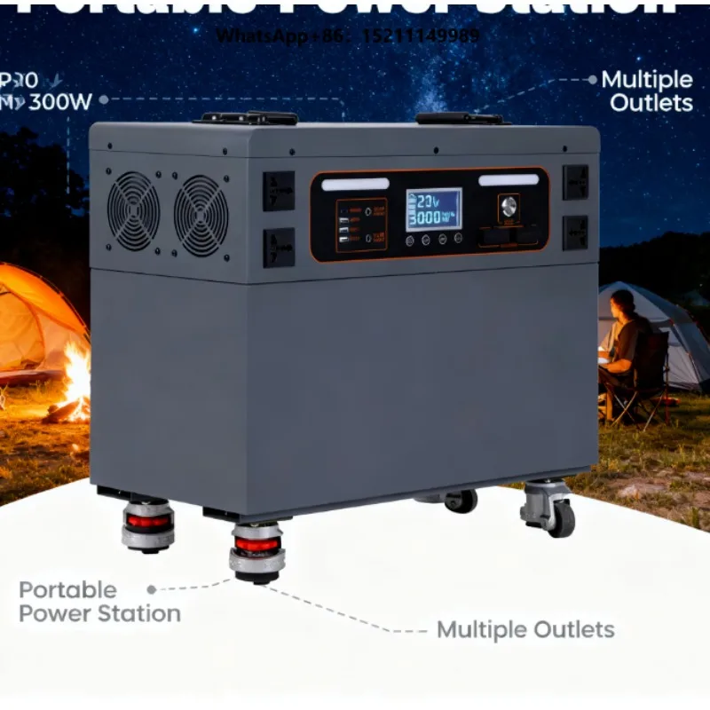 Solar Power Generator Outdoor Camping Portable Power Station Solar Panel Battery Pure Sine Wave Home Power Bank
