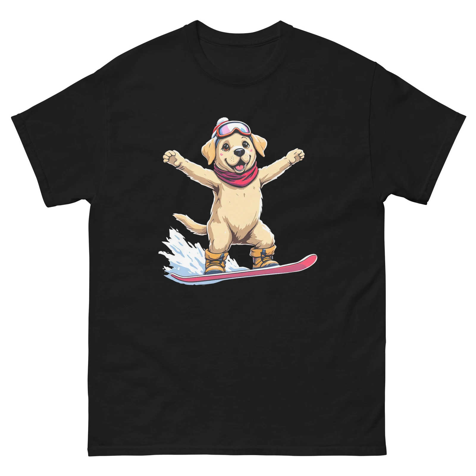 T-shirt avec motif de snowboard amusant pour chien Golden Retriever