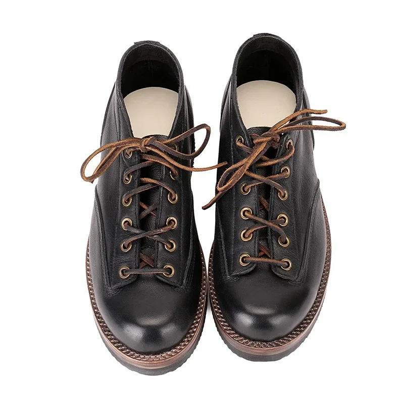 Spring Autumn Lacing Ankle Low Men Boots White Cowhide Leather Goodyear-welted Large Designer Shoes — zdjęcie 5