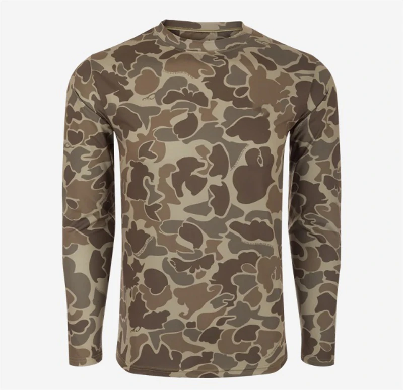 Camouflage T Shirt Men Breathable Quick Dry Long Sleeve T-shirt Mens Outdoor Sports Trip Tactical Training Hunting Tops Tshirt