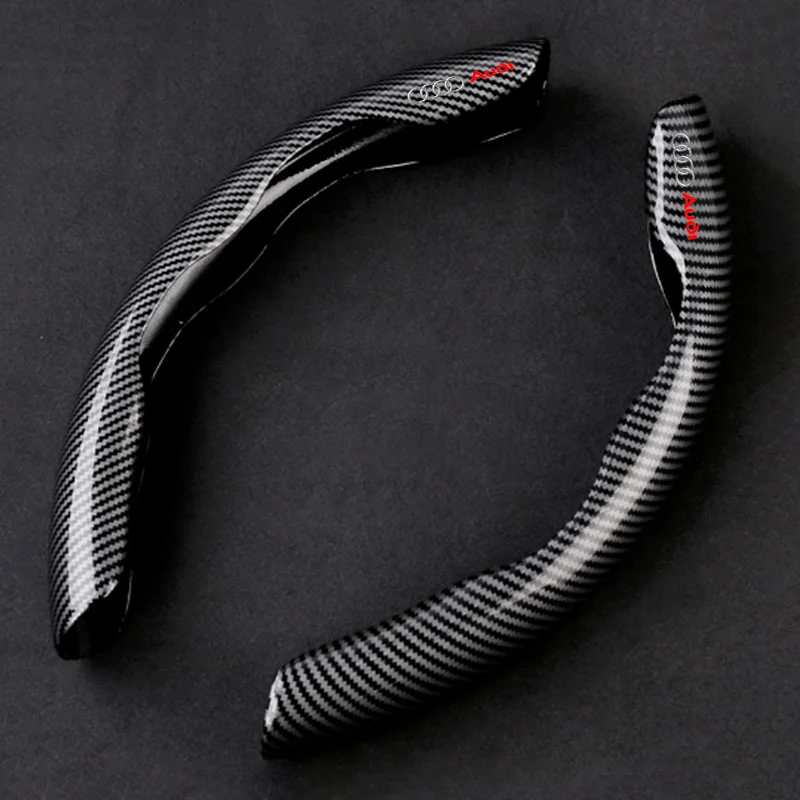 2PCS Non-Slip Carbon Fiber Car Steering Wheel Booster Cover For Audi SLine A4 B7 B8 B9 A3 8P 8V 8L A5 A6 C6 C5 C7 4F A1 A7 A8