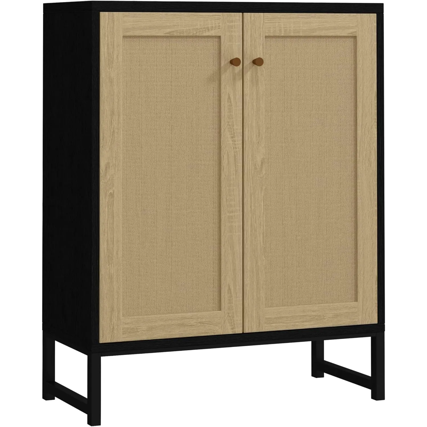 

Decorative double door storage cabinet, living room cabinet, kitchen side panel, buffet table (black cabinet)