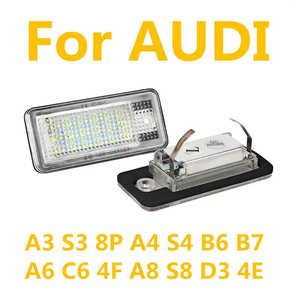 LED Car Bulbs License Plate Light External Auto Accessories For AUDI A6 C6 4F S6 A3 S3 8P A4 S4 B6 B7 A8 S8 D3 4E Q7 RS4 RS6