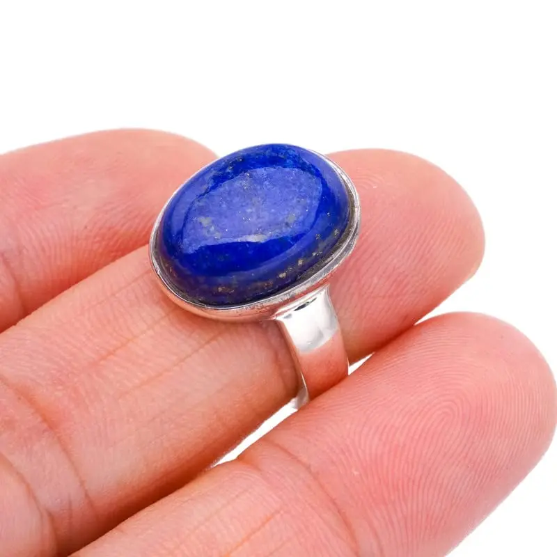 

StarGems® Natural Lapis Lazuli Handmade 925 Sterling Silver Ring 5 F1827