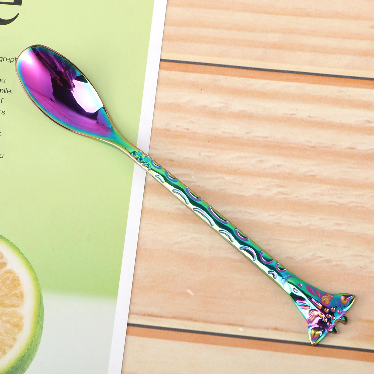 

Stainless Giraffe Spoon Scoops Coffee Titanium Plating Colorful Stirring Spoons