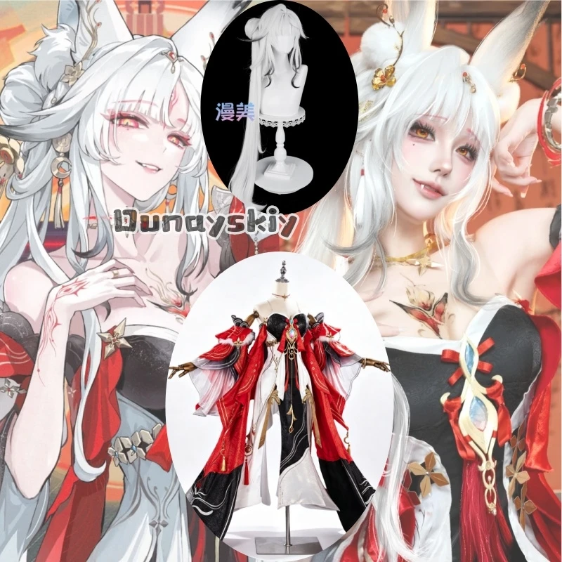 ​heart-moon-fox-cosplay-costume-wig-uniform-red-dress-full-set-character-halloween-role-play-carnival-party-game-wuthering-waves