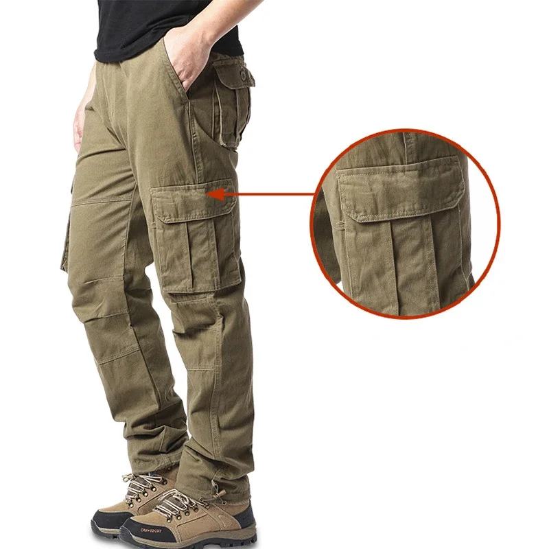 

Men's Cotton Cargo Pants 2024 New Spring Casual Multi Pockets Pants Men Straight Long Trousers Casual Work Pants Clothing Man