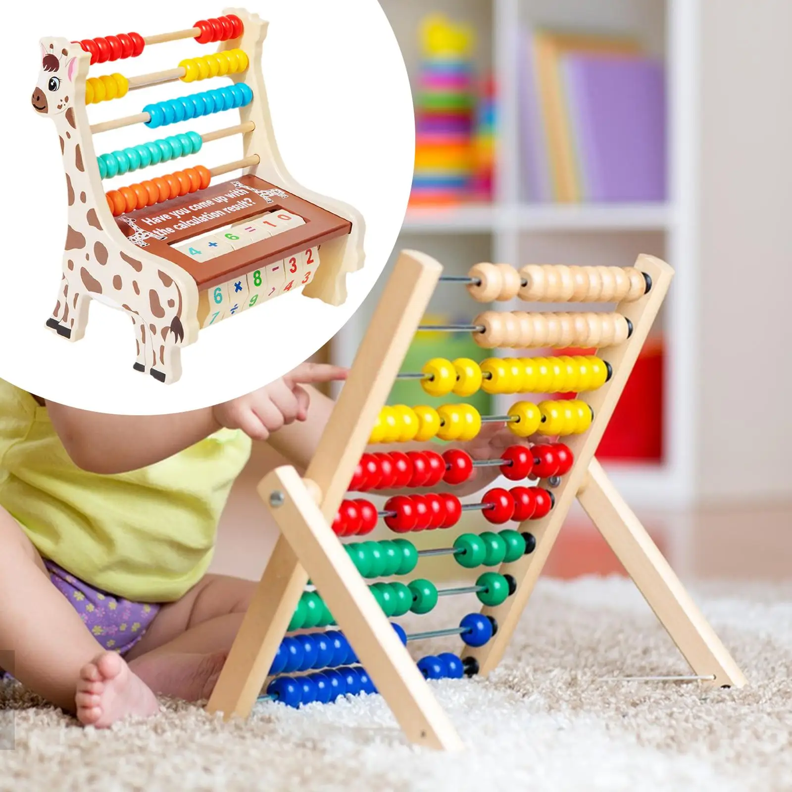 Wooden Abacus Educational Math Game Math Toy Counting Toy for 2 3 4 5 6 Years Old