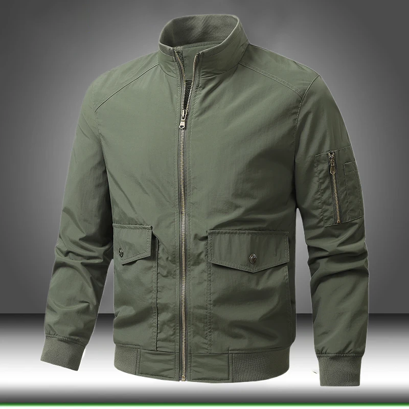 

Men's Jacket Casual Full Zip Outdoor Windbreaker Breathable Coat Spring Autumn Outwear Korean Fashion Hiking Man Cargo Jacket